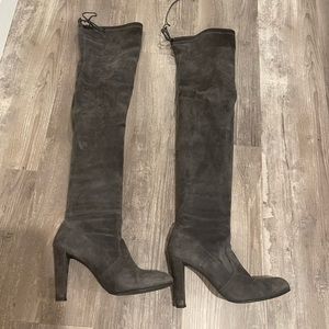 Stuart Weitzman suede dark grey highland boots size 10